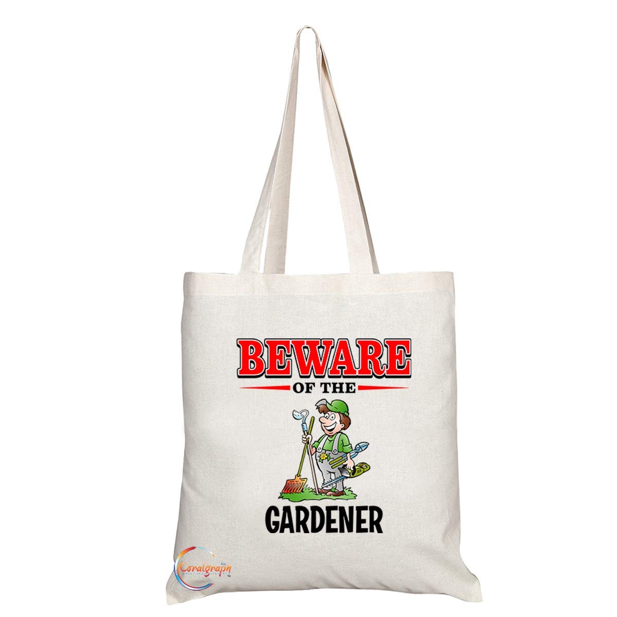 TB829 Beware of the Gardener Novelty Present Gift Printed Eco-Friendly Stylish Long Handled Tote Shoulder Bag