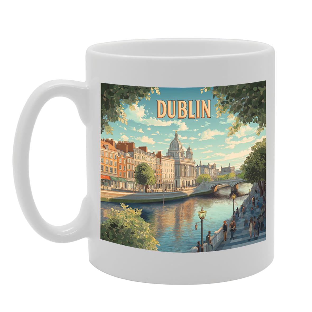 Printed Coffee Ceramic  Featuring Cities And Landmarks In United Kingdom (Dublin) - Funny Printed Coffee Mug - Great Gift Idea