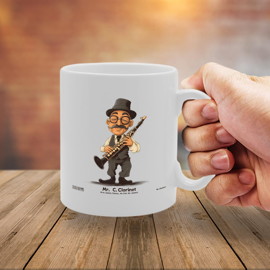 11Oz Ceramic  Mg6548 Featuring Mr Clarinet – For Musicians And Music Lovers - Funny Printed Coffee Mug - Great Gift Idea