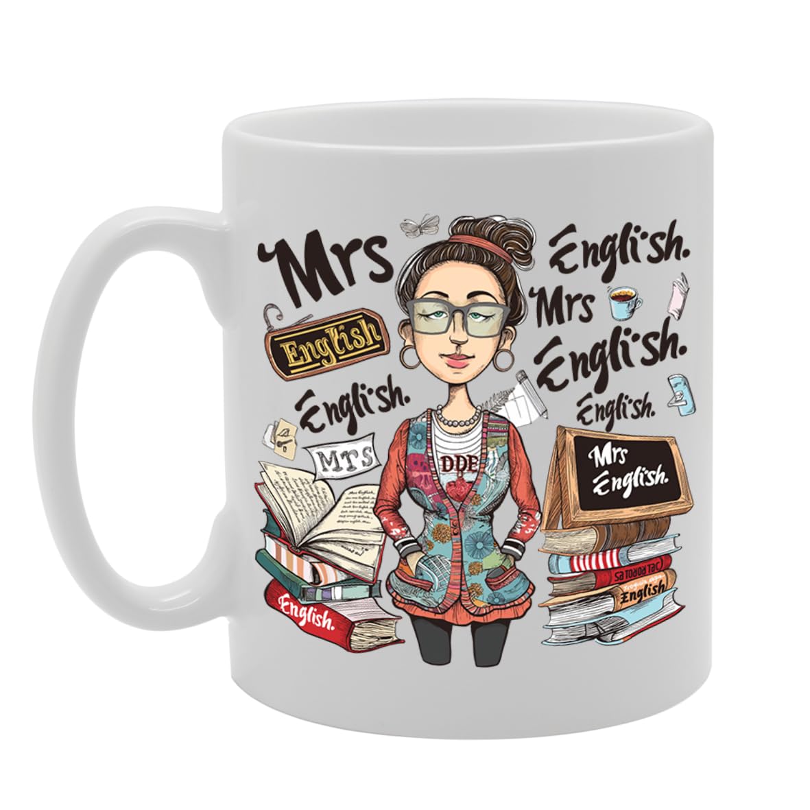 Mrs English  - Designed For Female English Teachers, Literature Enthusiasts, Educators, Durable Ceramic, Dishwasher Safe, Perfect For Celebrating Education And Literature Mg6023 - Funny Printed Coffee Mug - Great Gift Idea
