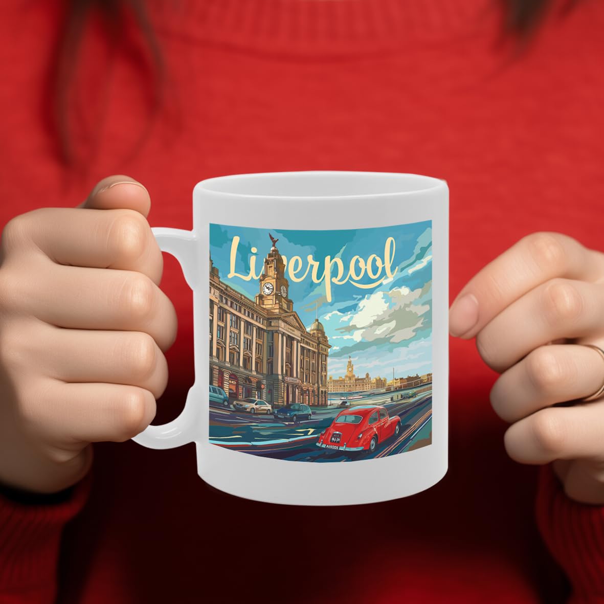 Printed Coffee Ceramic  Featuring Cities And Landmarks In United Kingdom (Liverpool) - Funny Printed Coffee Mug - Great Gift Idea