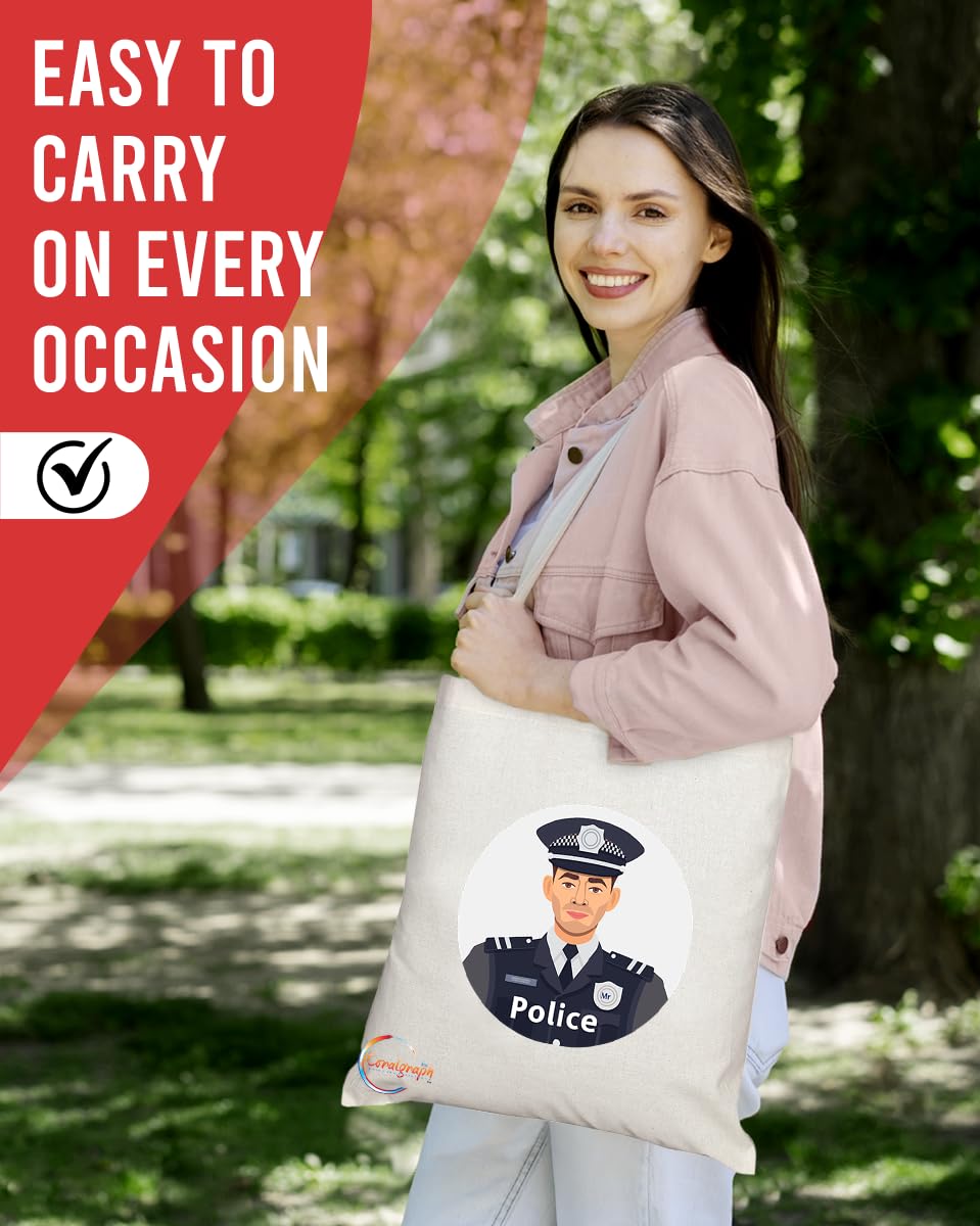 TB1733 Mr Police Tote Bag - Great for Police Officers, Law Enforcement, Supporters - Sustainable, Stylish, Long Handled, Durable and Reusable