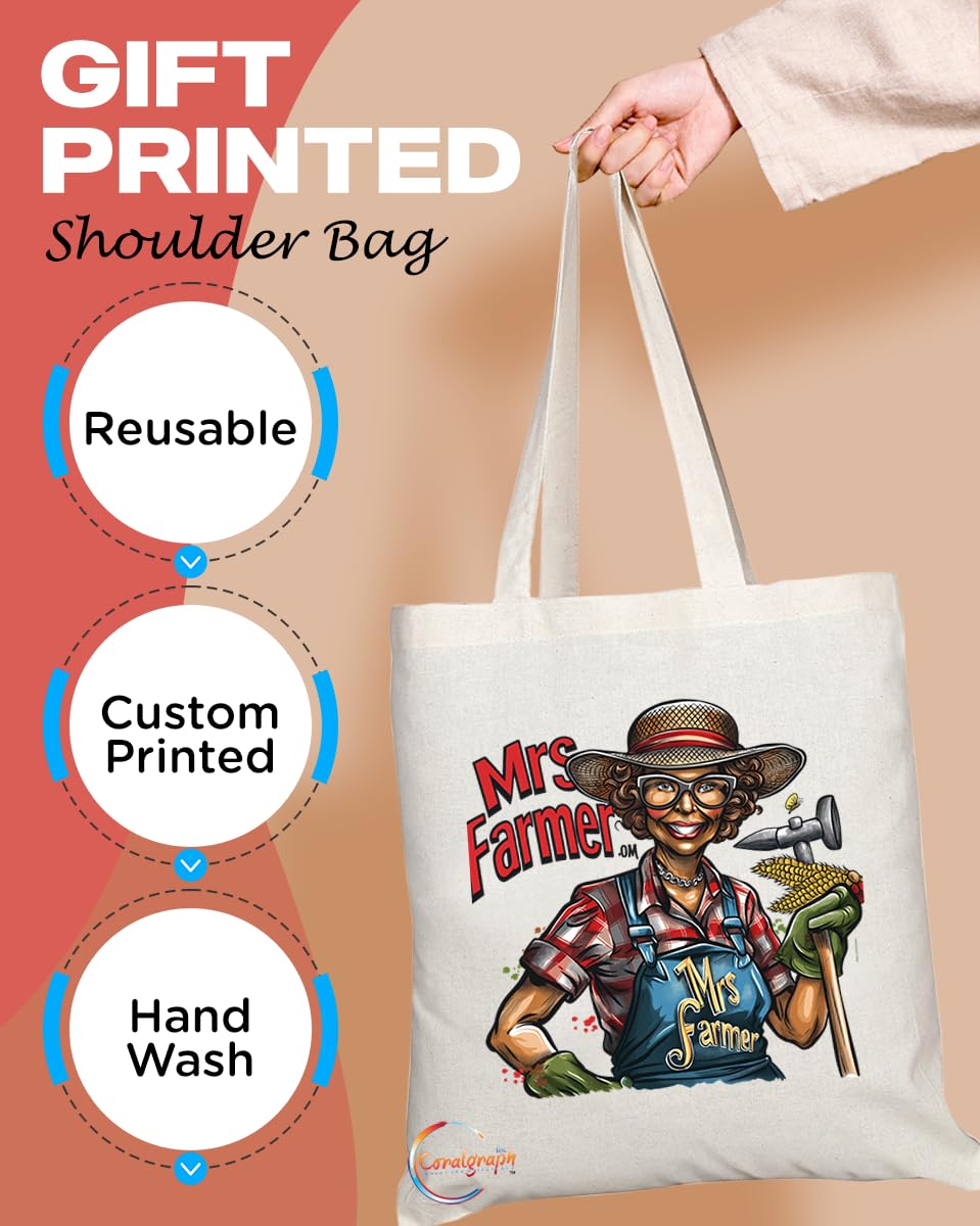 TB1862 Mrs Farmer Tote Bag - Great Gift for Female Farmers, Agricultural Workers, Farming Enthusiasts - Durable, Stylish, Eco-Friendly, Reusable, Spacious, and Lightweight