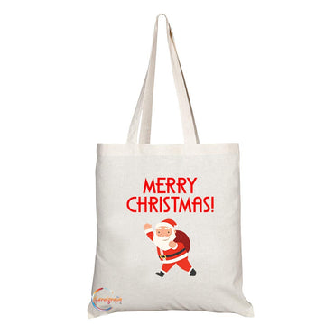 TB598 MERRY CHRISTMAS! Novelty Present Gift Printed Eco-Friendly Stylish Long Handled Tote Shoulder Bag