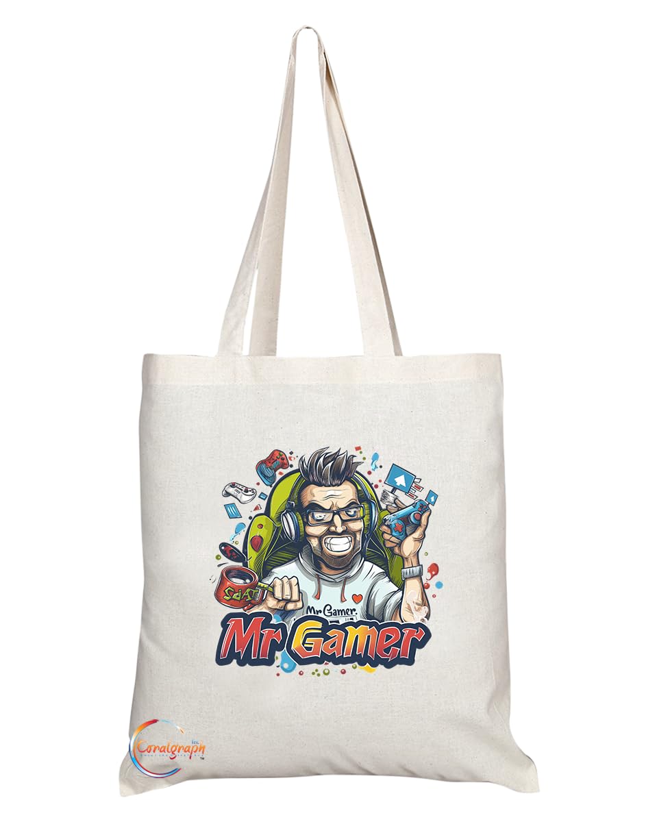 TB1881 Mr Gamer Tote Bag - Gift for Gamers, eSports Enthusiasts, Video Game Lovers - Durable, Stylish, Eco-Friendly, Reusable, Spacious, and Lightweight