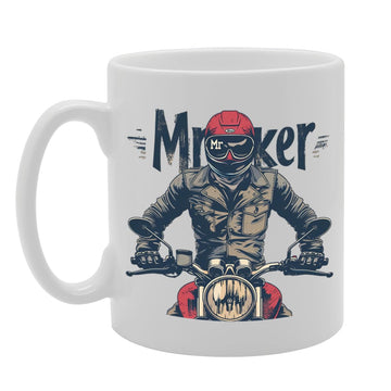 Mr Biker  - Ideal For Motorcycle Enthusiasts And Riders, 11Oz Ceramic Coffee  For Bikers And Road Warriors Mg5925 - Funny Printed Coffee Mug - Great Gift Idea
