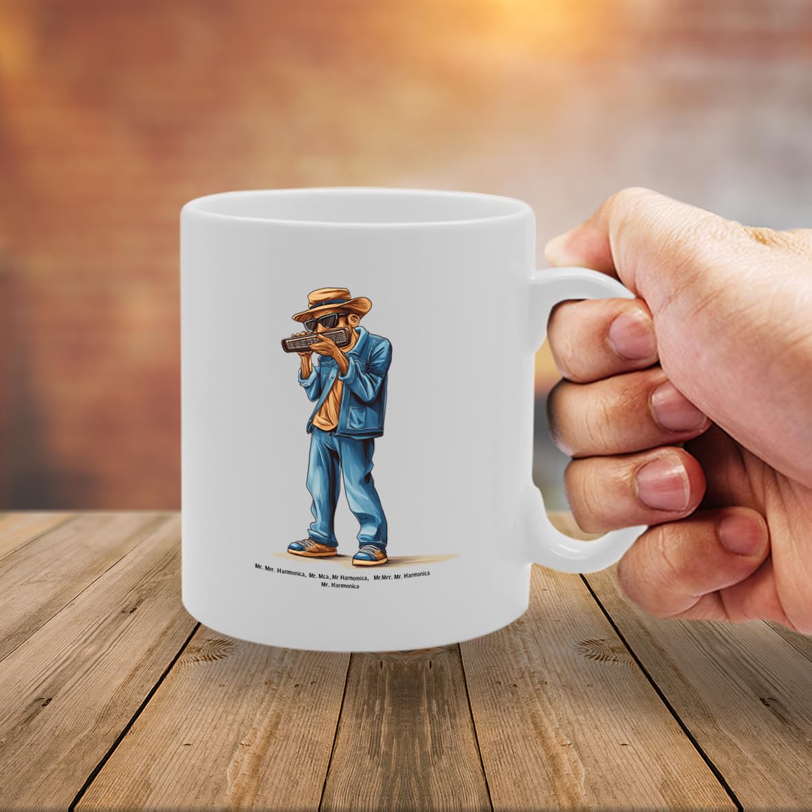 11Oz Ceramic  Mg6561 Featuring Mr Harmonica – For Harmonica Players And Music Lovers - Funny Printed Coffee Mug - Great Gift Idea