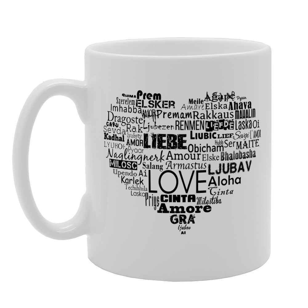 Love In Heart Shape Funny Text   Printed Tea Coffee Ceramic  Mg1578 - Funny Printed Coffee Mug - Great Gift Idea