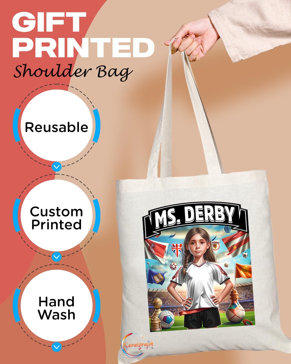 TB1646 Ms Derby Footie Fan Lady Girl Tote Bag - Eco-Friendly, Stylish, Long Handled, Perfect Novelty Gift by