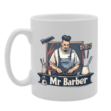 Mr Barber  - Ideal For Barbers And Grooming Professionals, 11Oz Ceramic Coffee  For Hair Stylists And Shaving Enthusiasts Mg5945 - Funny Printed Coffee Mug - Great Gift Idea