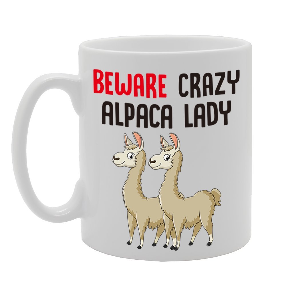 Beware Crazy Alpaca Lady   Printed Tea Coffee Cermic  Mg4300 - Funny Printed Coffee Mug - Great Gift Idea