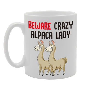 Beware Crazy Alpaca Lady   Printed Tea Coffee Cermic  Mg4300 - Funny Printed Coffee Mug - Great Gift Idea