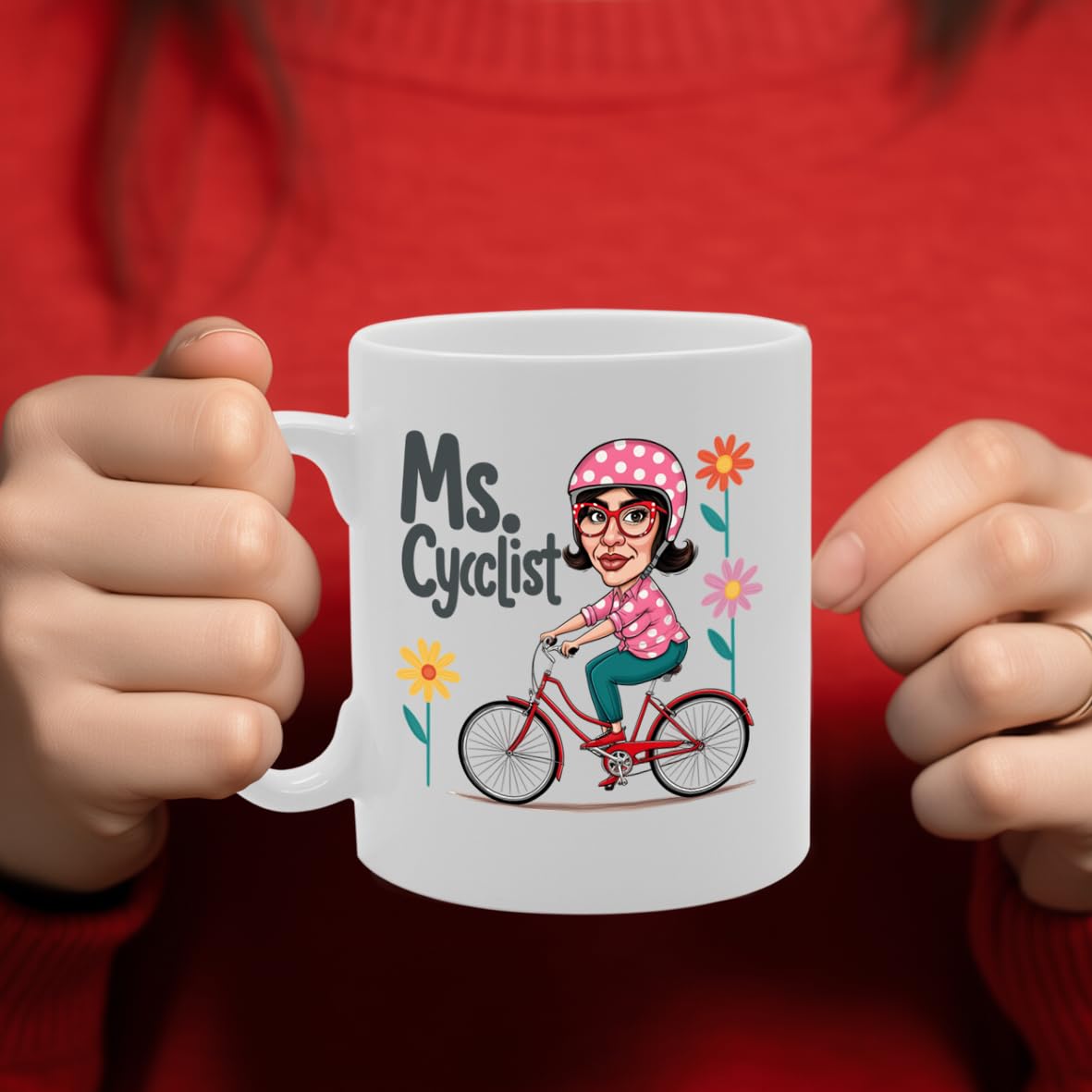 Ms Cyclist Souvenir  – Depicting An Adventurous Cyclist Exploring Scenic Routes – Memory Keepsake For Cycling Enthusiasts – Ms Cyclist Memorabilia Mg6261 - Funny Printed Coffee Mug - Great Gift Idea