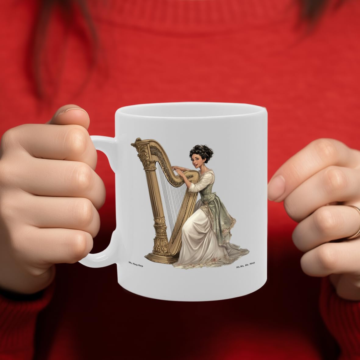 11Oz Ceramic  Featuring Harp Mg6593 –  For Musicians And Music Lovers - Funny Printed Coffee Mug - Great Gift Idea