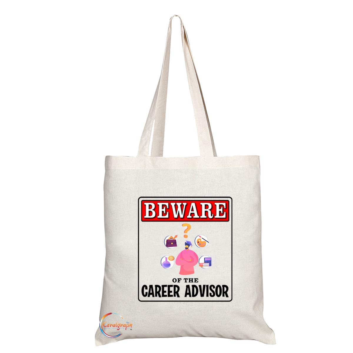 TB992 Beware of the Career Adviser Novelty Present Gift Printed Eco-Friendly Stylish Long Handled Tote Shoulder Bag