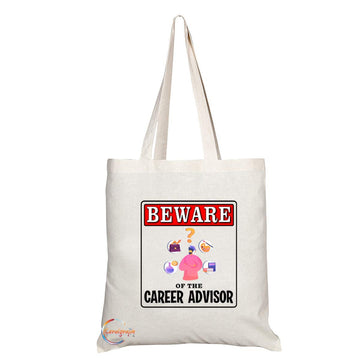 TB992 Beware of the Career Adviser Novelty Present Gift Printed Eco-Friendly Stylish Long Handled Tote Shoulder Bag