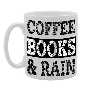 Coffee Books & Rain   Printed Tea Coffee Ceramic  Mg310 - Funny Printed Coffee Mug - Great Gift Idea
