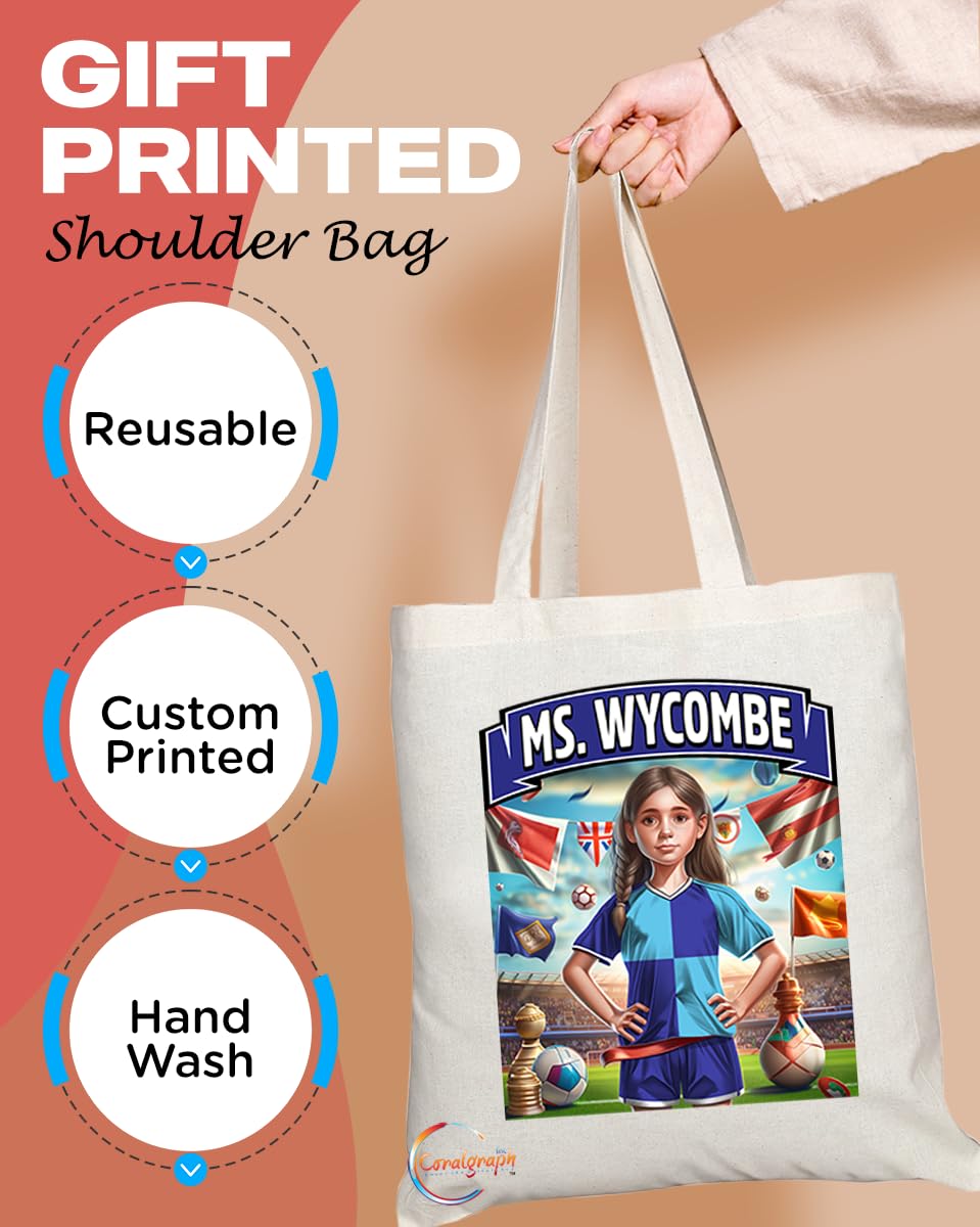 TB1656 Ms Wycombe Footie Fan Lady Girl Tote Bag - Eco-Friendly, Stylish, Long Handled, Perfect Novelty Gift by