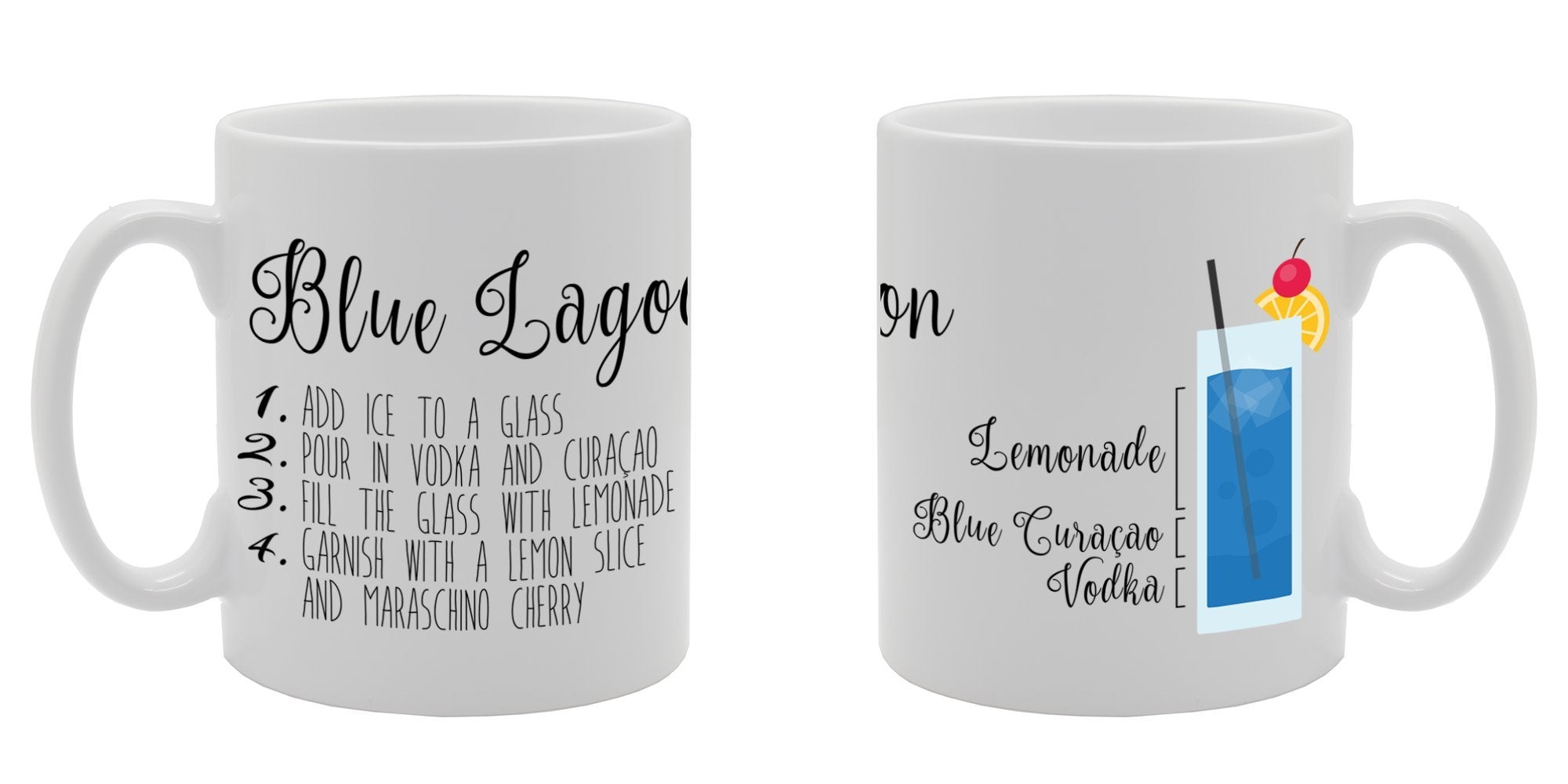 Blue Lagoon Recipe Drink Cocktail Bar   Printed Ceramic Tea Coffee  Mg014 - Funny Printed Coffee Mug - Great Gift Idea