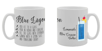 Blue Lagoon Recipe Drink Cocktail Bar   Printed Ceramic Tea Coffee  Mg014 - Funny Printed Coffee Mug - Great Gift Idea