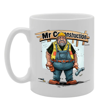 Mr Construction  - Ideal For Construction Workers And Building Professionals, 11Oz Ceramic Coffee  For Builders And Tradesmen Mg5995 - Funny Printed Coffee Mug - Great Gift Idea