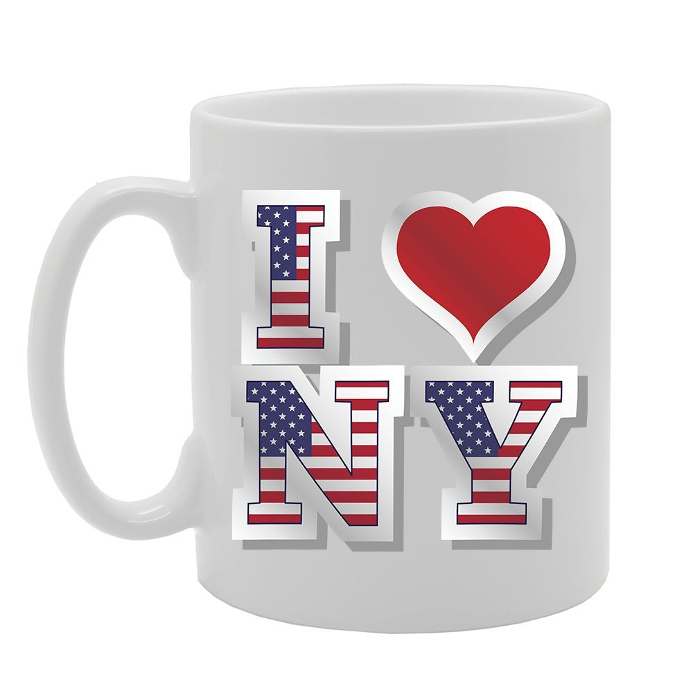 New York Themed  Selection - Various New York And Usa Landmarks   Ceramic Coffee & Tea Cup (11Oz, I Love New York 4939) - Funny Printed Coffee Mug - Great Gift Idea