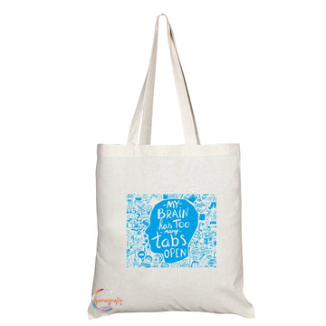 TB011 My Brain Has Too Many Tabs Open Novelty Present Gift Printed Eco-Friendly Stylish Long Handled Tote Shoulder Bag