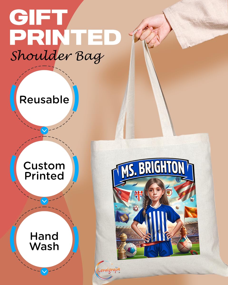 TB1608 Ms Brighton Footie Fan Lady Girl Tote Bag - Eco-Friendly, Stylish, Long Handled, Perfect Novelty Gift by