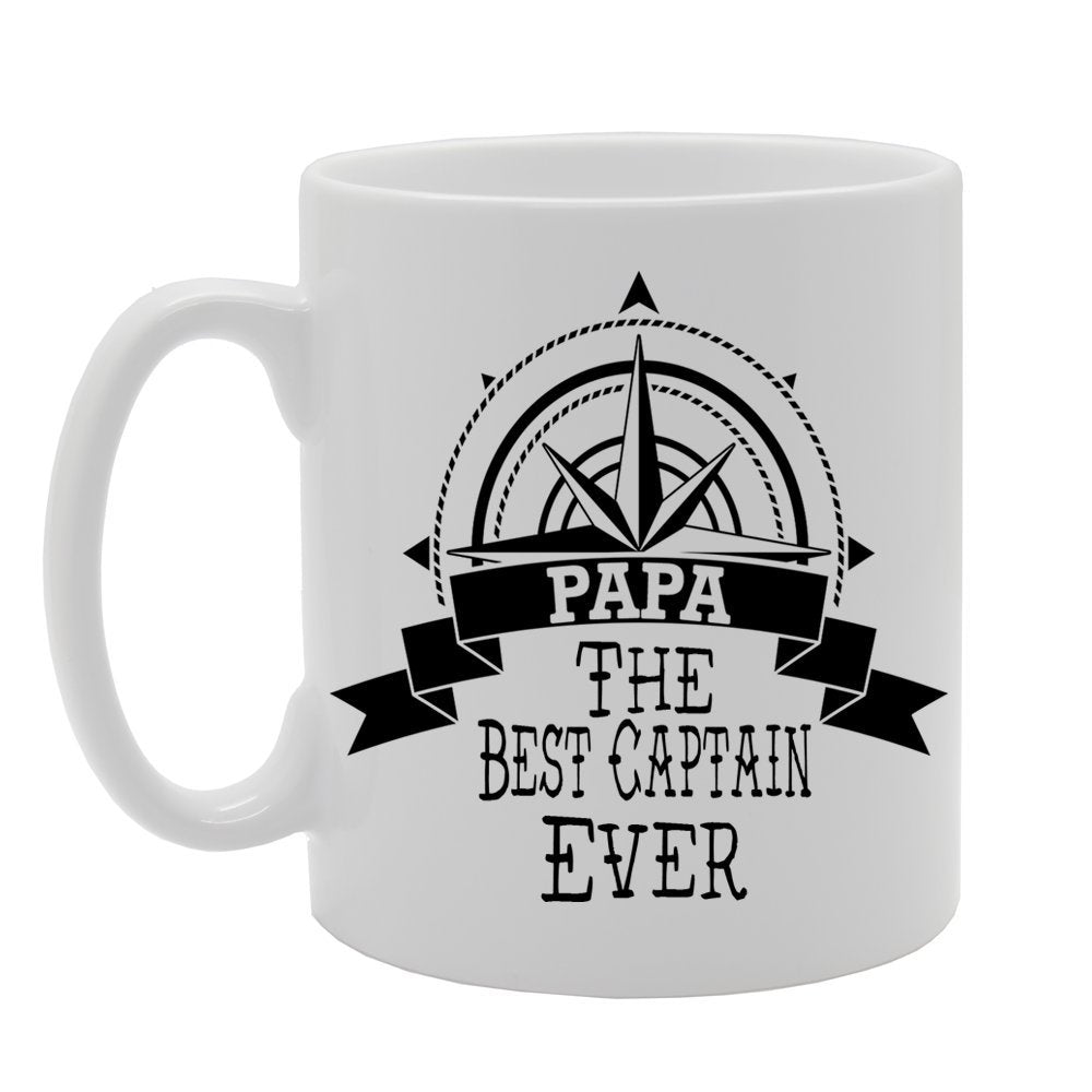 Papa - The Best Captain Ever   Printed Tea Coffee Ceramic  Mg585 - Funny Printed Coffee Mug - Great Gift Idea