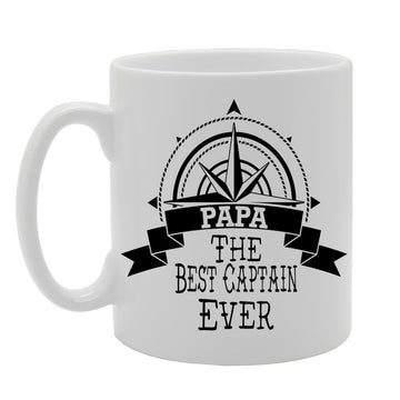 Papa - The Best Captain Ever   Printed Tea Coffee Ceramic  Mg585 - Funny Printed Coffee Mug - Great Gift Idea