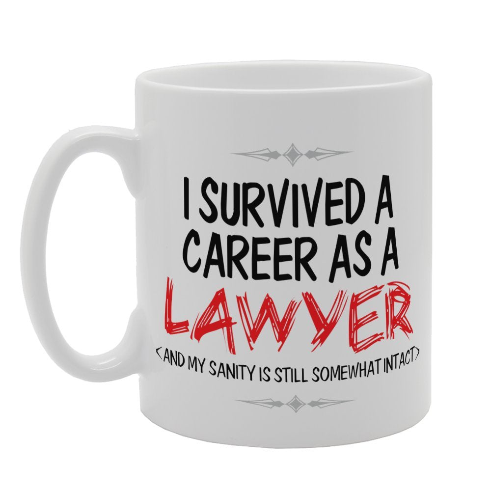 I Survived A Career As A Lawyer   Printed Tea Coffee Ceramic  Mg4041 - Funny Printed Coffee Mug - Great Gift Idea