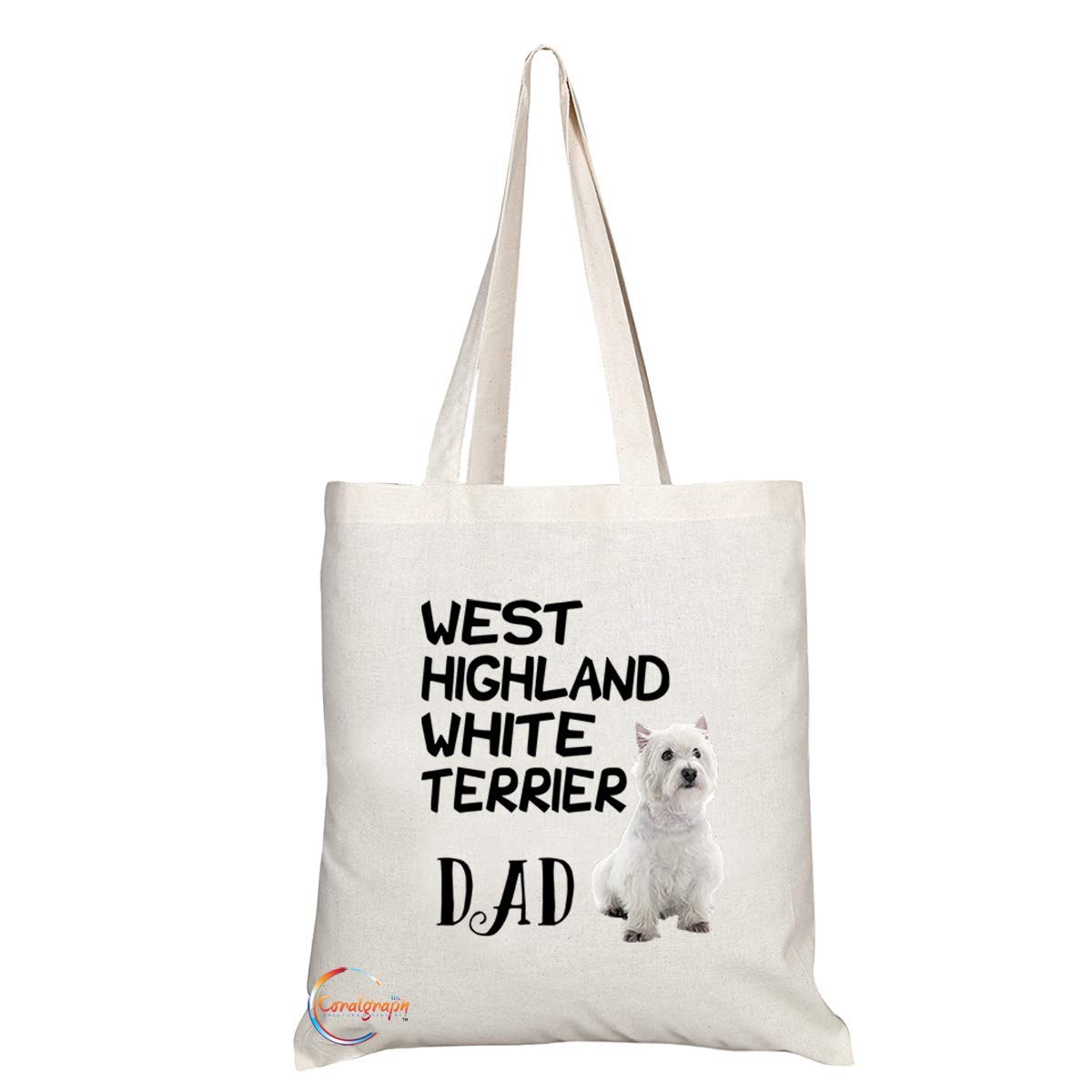 TB570 WEST HIGHLAND WHITE TERRIER DAD Novelty Present Gift Printed Eco-Friendly Stylish Long Handled Tote Shoulder Bag