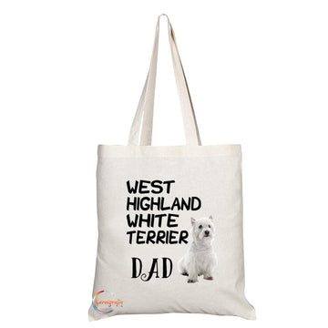 TB570 WEST HIGHLAND WHITE TERRIER DAD Novelty Present Gift Printed Eco-Friendly Stylish Long Handled Tote Shoulder Bag