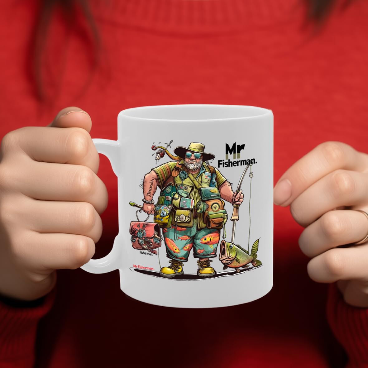 Mr Fisherman  - For Fishermen, Anglers, Fishing Enthusiasts, Durable Ceramic, Dishwasher Safe, Premium Print Mg6070 - Funny Printed Coffee Mug - Great Gift Idea