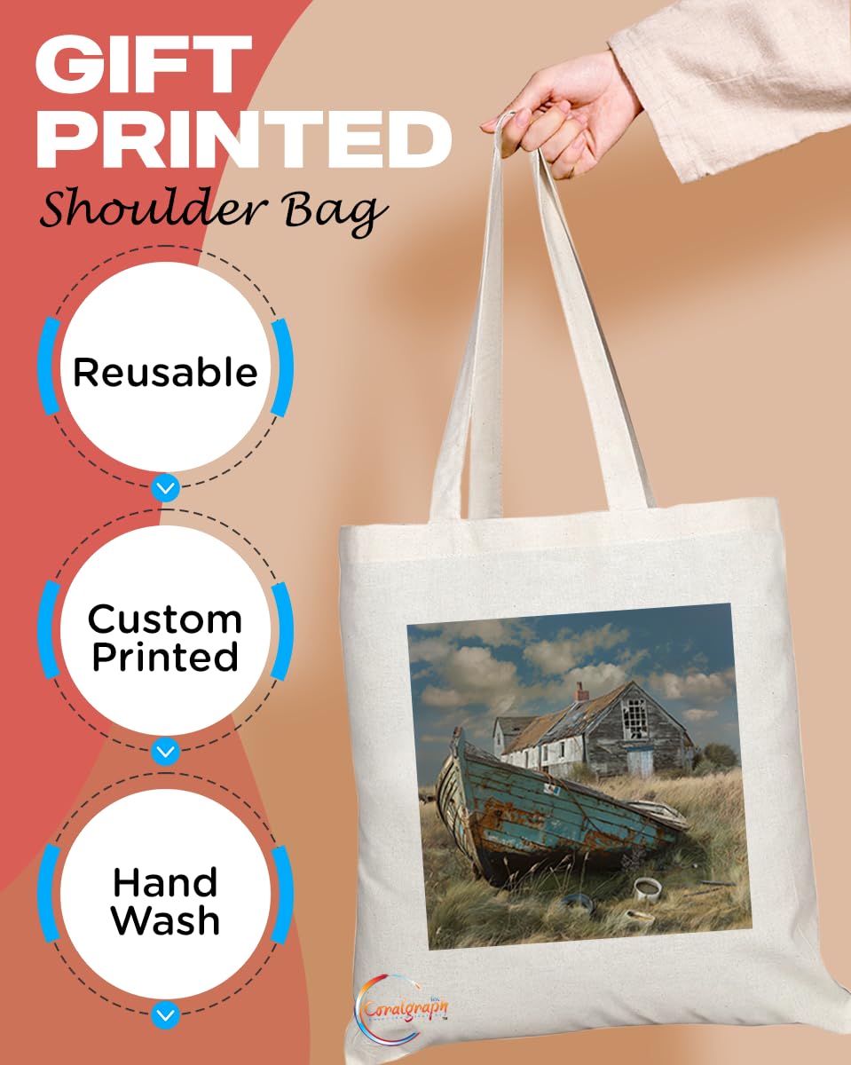 Natural Reusable Shopping Souvenir Tote Bag Featuring Cities and Landmarks in United Kingdom (Norfolk)