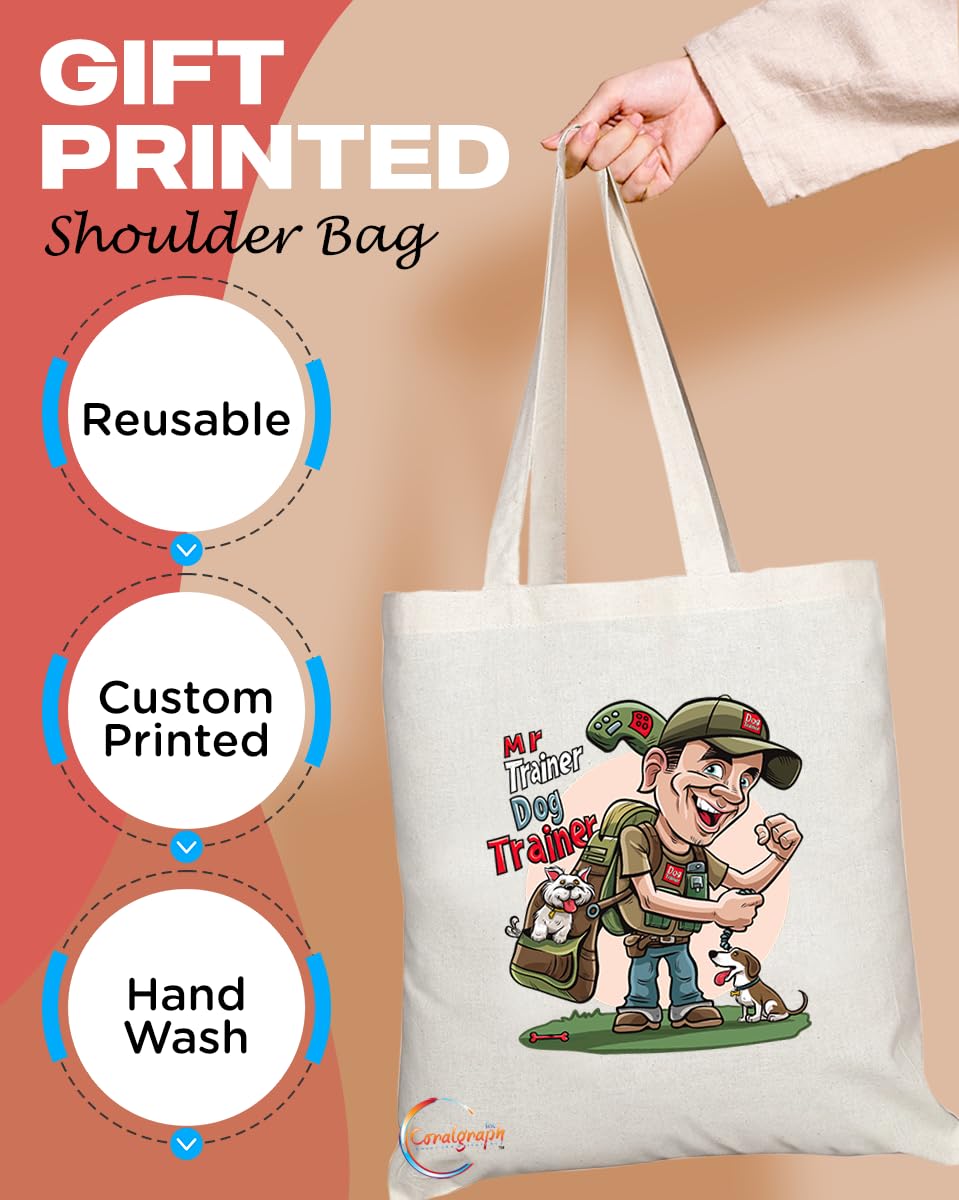 TB1879 Mr Dog Trainer Tote Bag - Gift for Dog Trainers, Pet Lovers, Canine Enthusiasts - Durable, Stylish, Eco-Friendly, Reusable, Spacious, and Lightweight