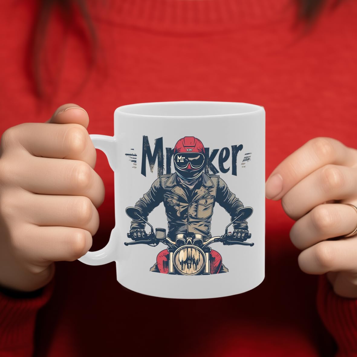 Mr Biker  - Ideal For Motorcycle Enthusiasts And Riders, 11Oz Ceramic Coffee  For Bikers And Road Warriors Mg5925 - Funny Printed Coffee Mug - Great Gift Idea