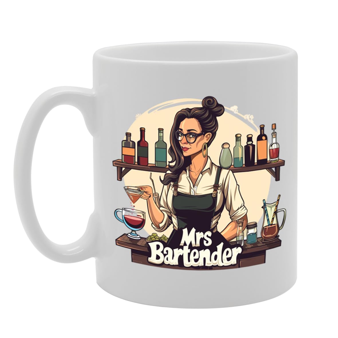 Mrs Bartender  - Ideal For Bartenders And Cocktail Enthusiasts, 11Oz Ceramic Coffee  For Mixologists And Bar Professionals Mg5968 - Funny Printed Coffee Mug - Great Gift Idea