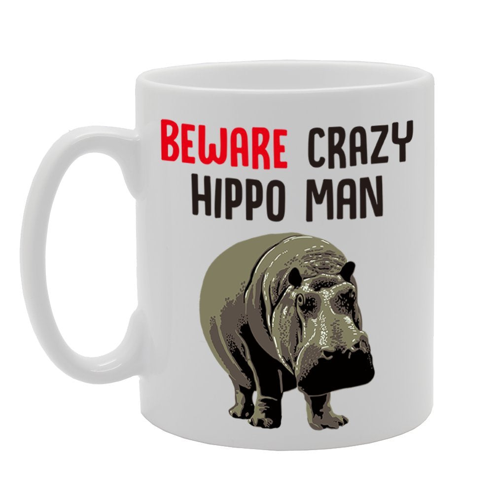 Beware Crazy Hippo Man   Printed Tea Coffee Cermic  Mg4259 - Funny Printed Coffee Mug - Great Gift Idea