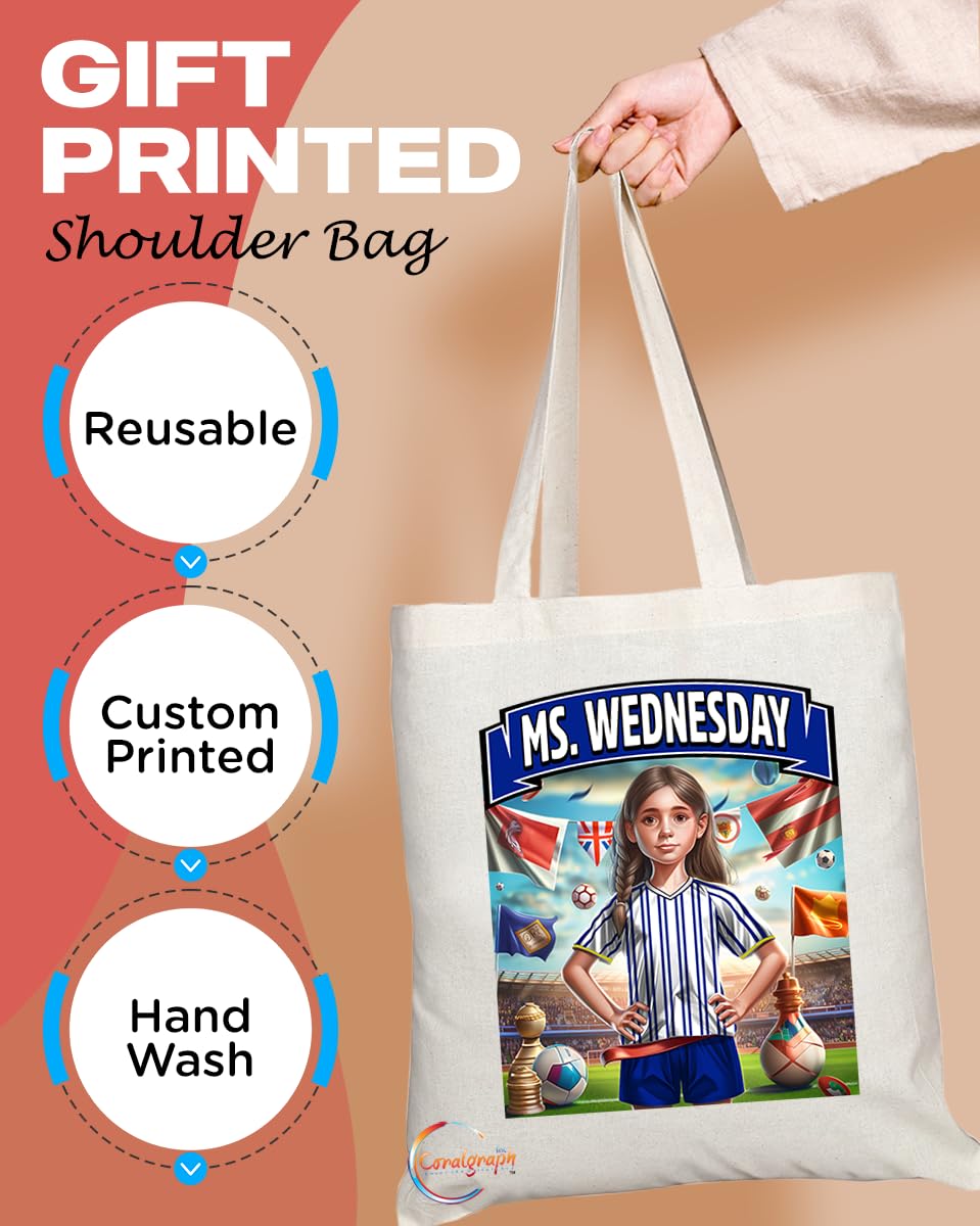 TB1643 Ms Wednesday Footie Fan Lady Girl Tote Bag - Eco-Friendly, Stylish, Long Handled, Perfect Novelty Gift by
