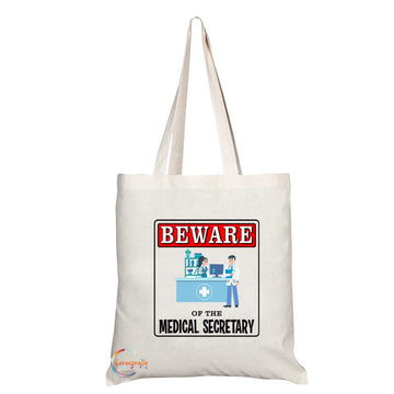 TB951 Beware of the Medical Secretary Novelty Present Gift Printed Eco-Friendly Stylish Long Handled Tote Shoulder Bag