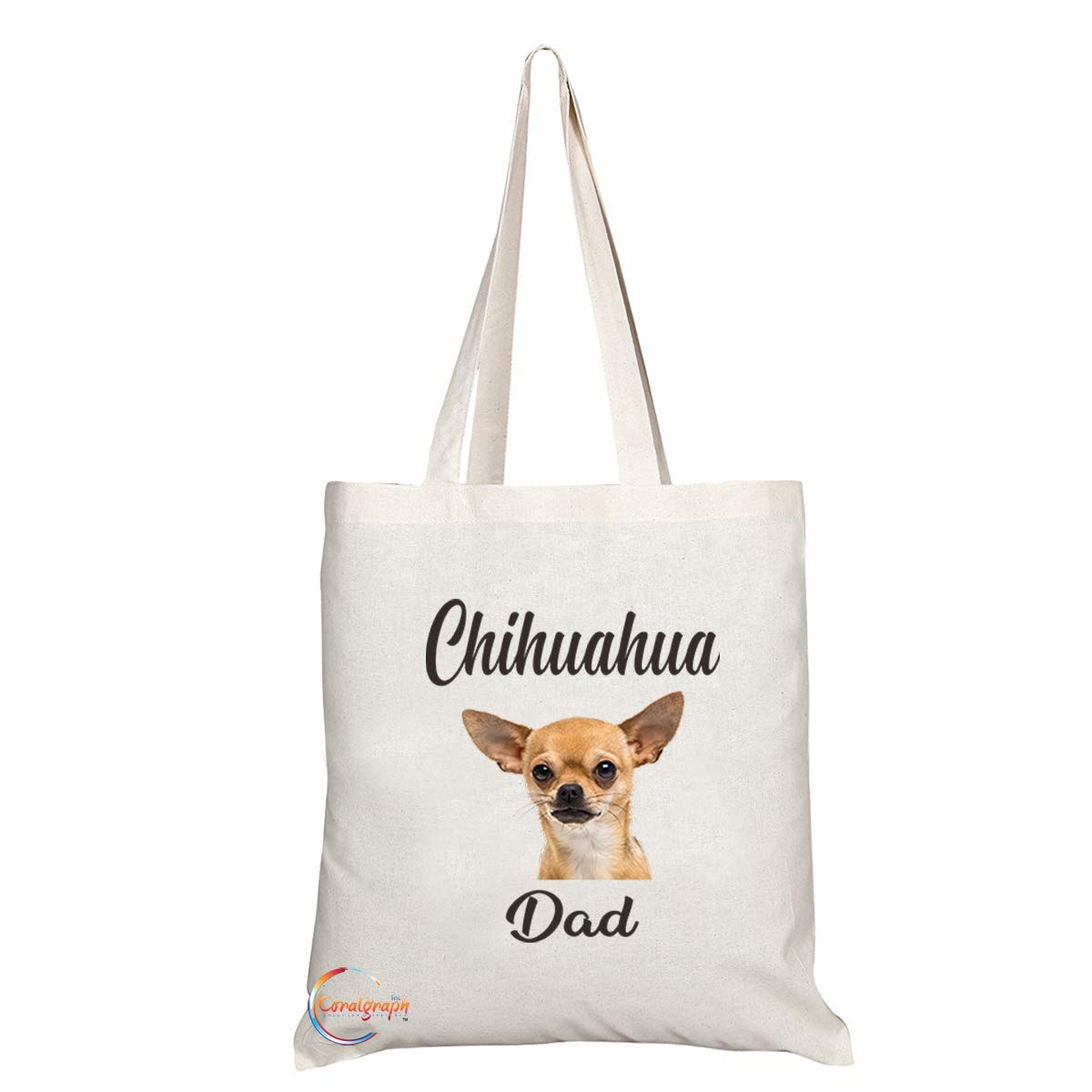 TB561 Chihuahua Dad Novelty Present Gift Printed Eco-Friendly Stylish Long Handled Tote Shoulder Bag