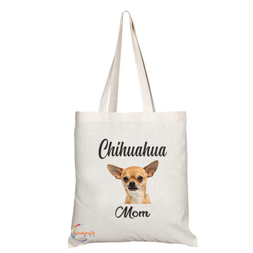 TB581 Chihuahua Mom Novelty Present Gift Printed Eco-Friendly Stylish Long Handled Tote Shoulder Bag