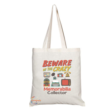 TB1034 Beware of the Crazy Memorabilia Collector Novelty Present Gift Printed Eco-Friendly Stylish Long Handled Tote Shoulder Bag