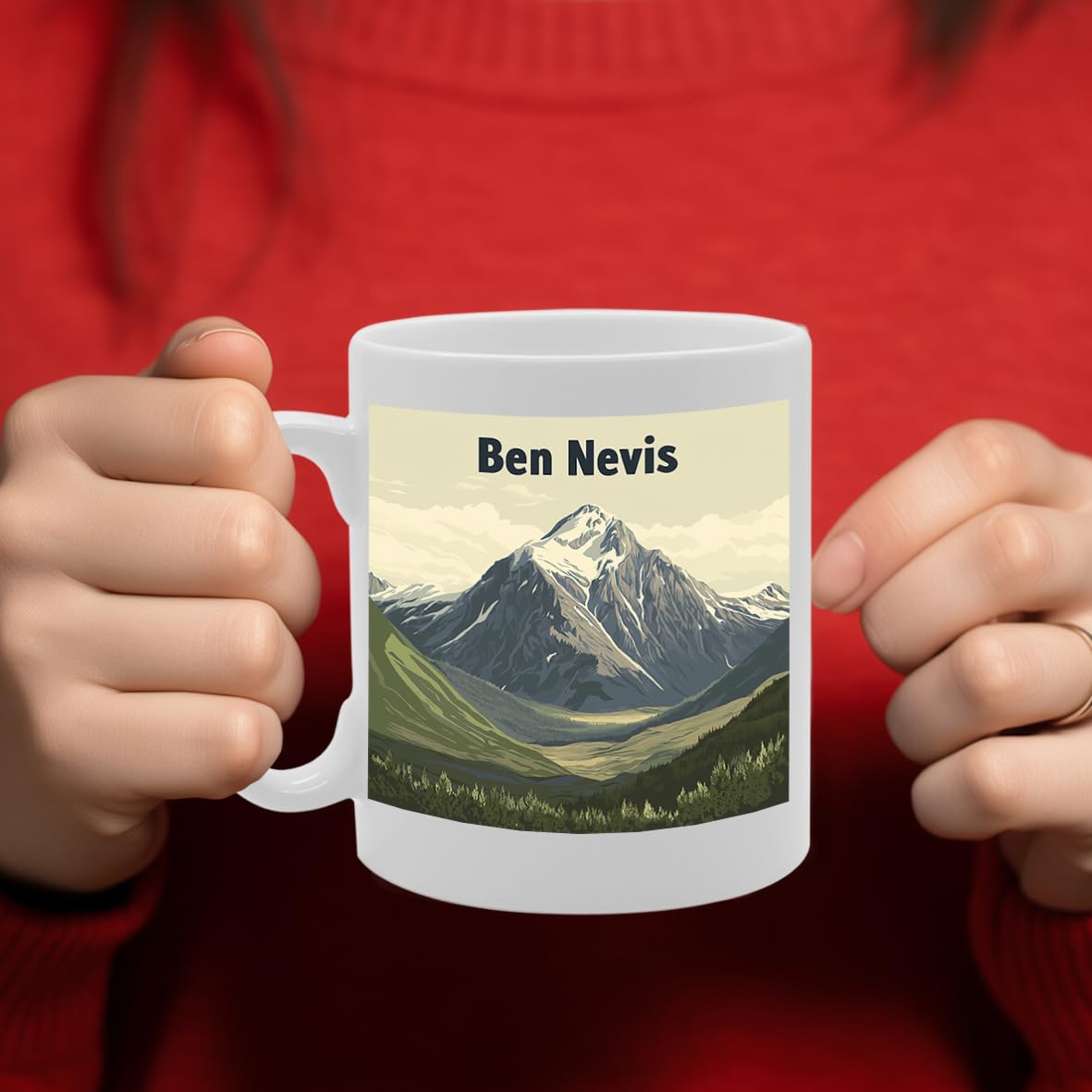 Printed Coffee Ceramic  Featuring Cities And Landmarks In United Kingdom (Ben Nevis) - Funny Printed Coffee Mug - Great Gift Idea