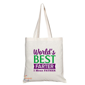 TB758 Worlds Best Farter I Mean Father Novelty Present Gift Printed Eco-Friendly Stylish Long Handled Tote Shoulder Bag