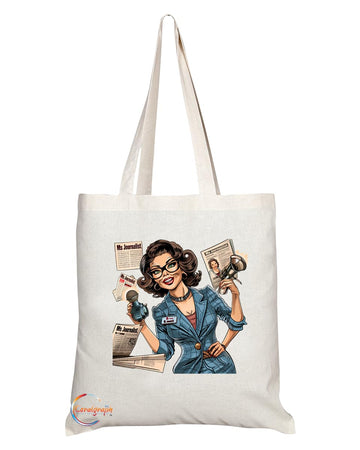 TB1850 Ms Journalist Tote Bag - Great Gift for Female Journalists, Writers, Media Enthusiasts - Durable, Stylish, Eco-Friendly, Reusable, Spacious, and Lightweight