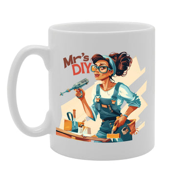 Mrs Diy  - Ideal For Diy Enthusiasts And Handywomen, 11Oz Ceramic Coffee  For Home Improvement Lovers And Tool Aficionados Mg5979 - Funny Printed Coffee Mug - Great Gift Idea