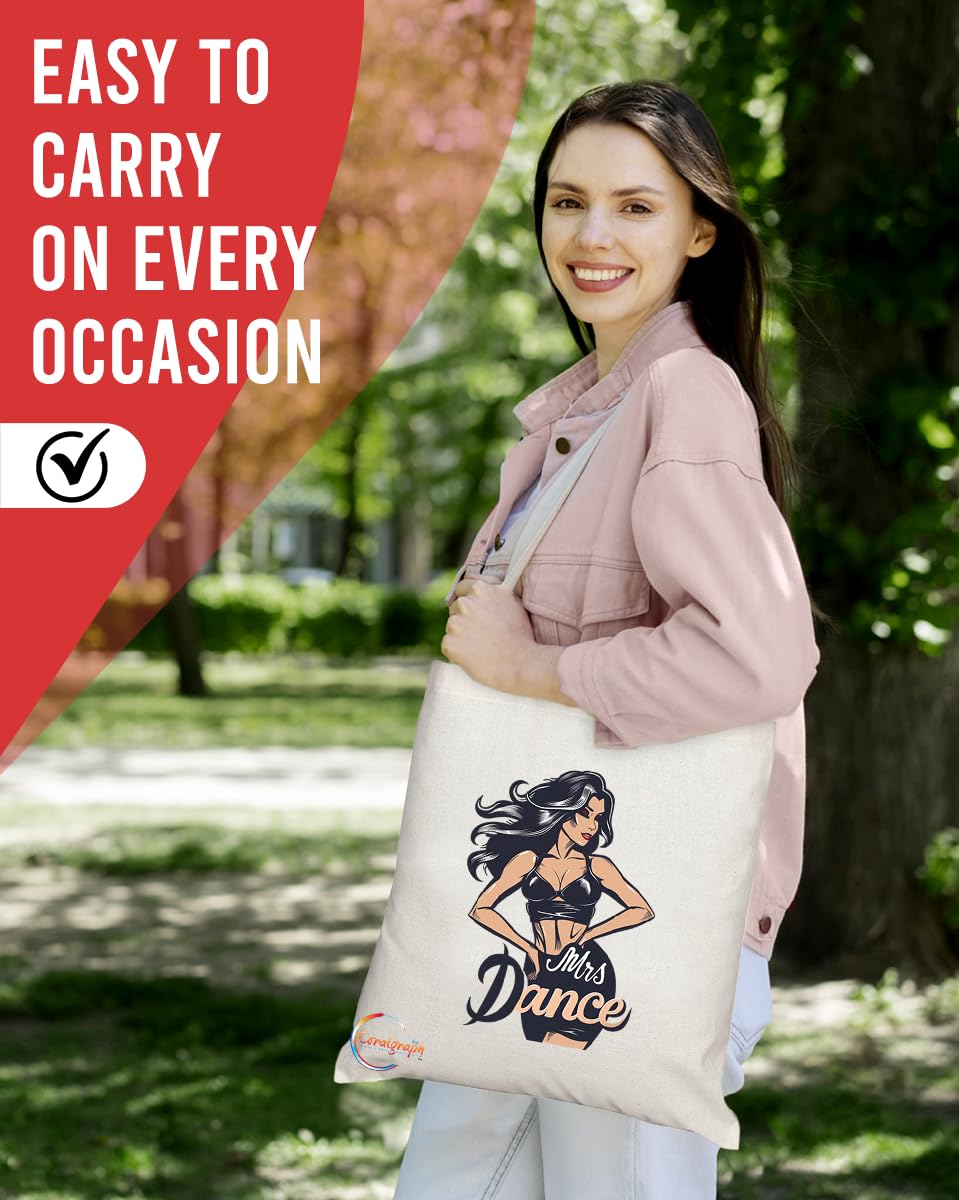 TB1740 Mrs Dance Tote Bag - Great for Married Dancers, Dance Enthusiasts, Performers - Sustainable, Stylish, Long Handled, Durable and Reusable