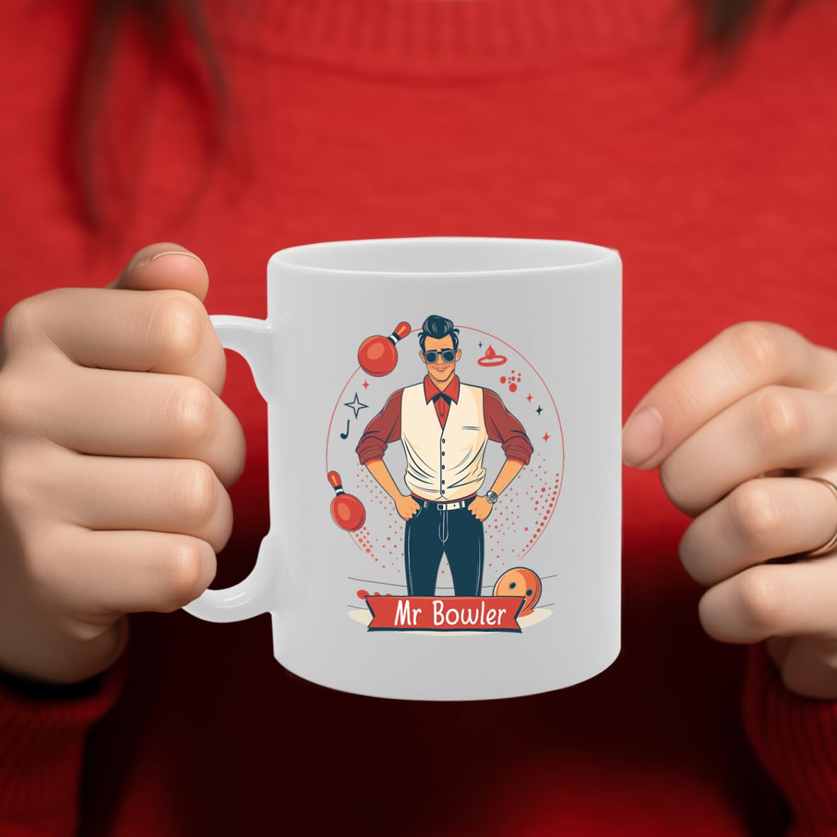 Mr Bowler  - Ideal For Bowling Enthusiasts, Unique Bowling Ball Handle Design, 11Oz Ceramic Coffee  For Bowlers And Sports Fans Mg5905 - Funny Printed Coffee Mug - Great Gift Idea